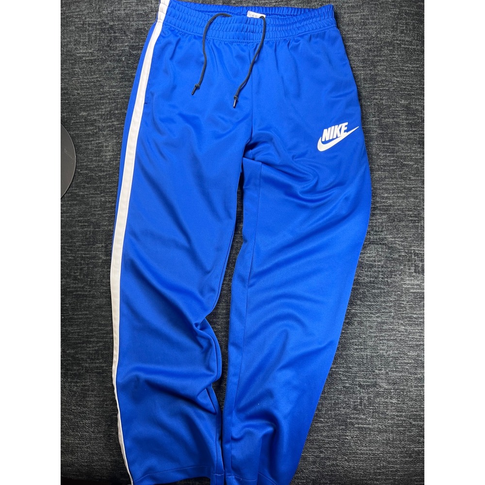 Nike Track Pants Mens Large Blue White Side Stripe Relaxed Fit Joggers